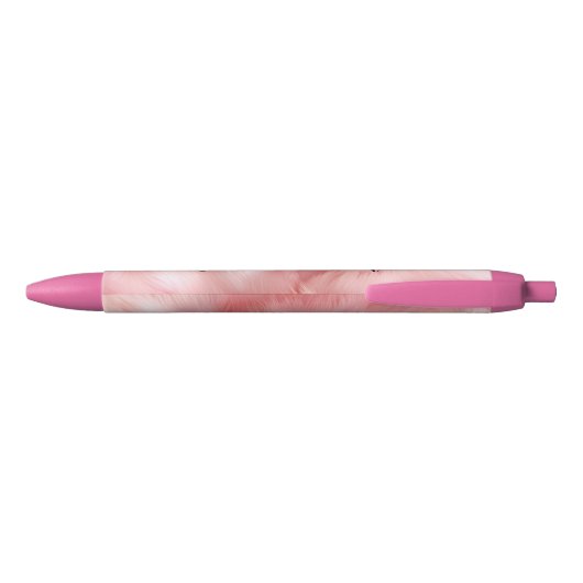 Girly Blush Roze Faux Bont Wrapping Papier Zwarte Inkt Pen (Achterkant)