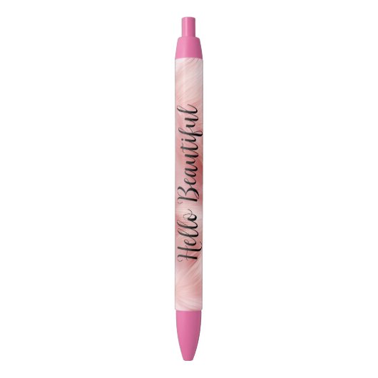 Girly Blush Roze Faux Bont Wrapping Papier Zwarte Inkt Pen (Voorkant Verticaal)