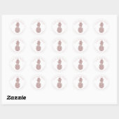 Girly Blush Roze Glitter Ananas Adres Ronde Sticker (Vel)