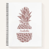 Girly Blush Roze Glitter Ananas Naam Patroon Notitieboek (Voorkant)