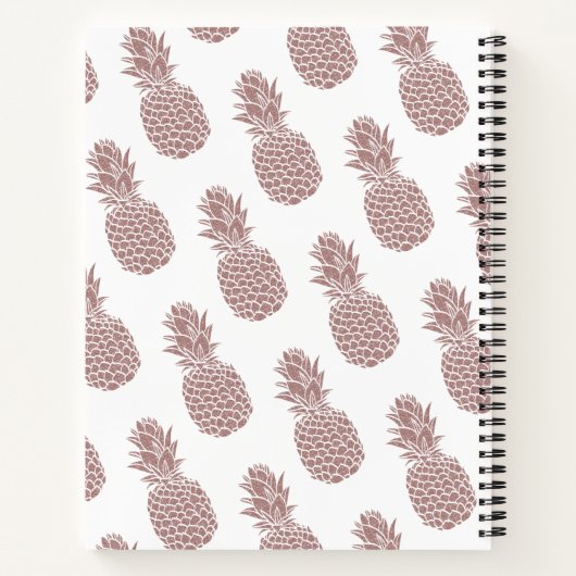 Girly Blush Roze Glitter Ananas Naam Patroon Notitieboek (Achterkant)