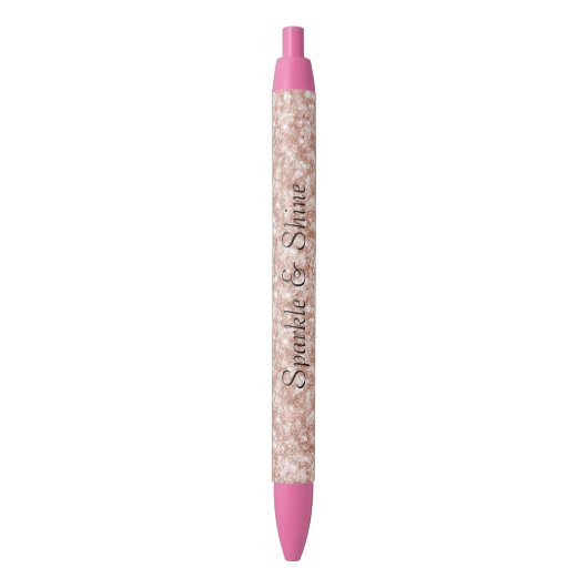 Girly Blush Roze Glitters Zwarte Inkt Pen (Voorkant Verticaal)