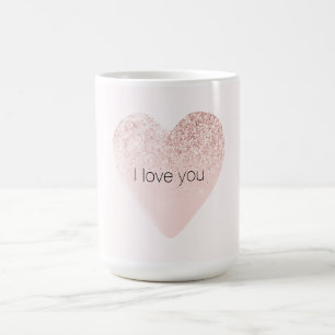 Girly Blush Roze Glitzy Glitter Hart Waterverf Koffiemok