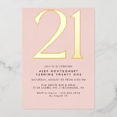 Girly Blush Roze & Goud | 21e verjaardag van vrouw Folie Uitnodiging (Voorkant)