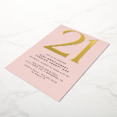 Girly Blush Roze & Goud | 21e verjaardag van vrouw Folie Uitnodiging (Gedraaid)