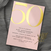 Girly Blush Roze & Goud | 50e verjaardag van vrouw Folie Uitnodiging