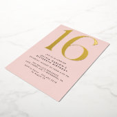 Girly Blush Roze & Goud | Glam Sweet 16e verjaarda Folie Uitnodiging (Gedraaid)