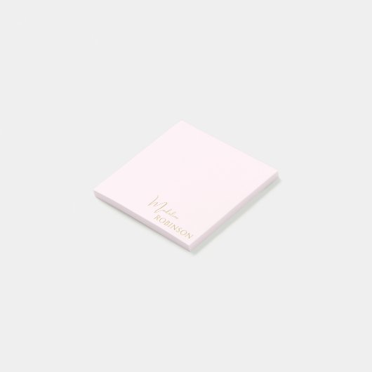 Girly Blush Roze Goud Minimalistisch Monogram Post-it® Notes (Schuin)