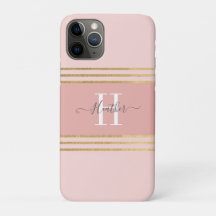 Girly Blush Roze Goud Monogram Streep