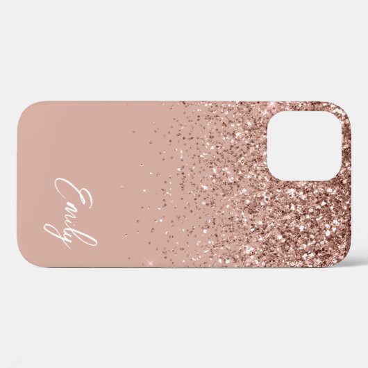 Girly Blush Roze Gouden Glitter Monogram Hoes-M Case-Mate iPhone Case (Achterkant (horizontaal))