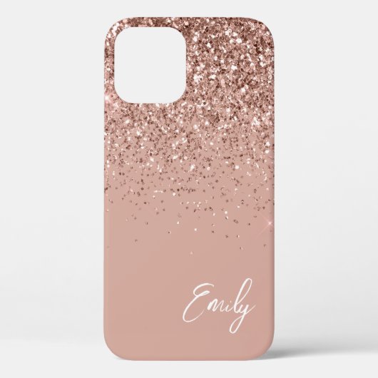 Girly Blush Roze Gouden Glitter Monogram Hoes-M Case-Mate iPhone Case (Achterkant)