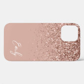 Girly Blush Roze Gouden Glitter Monogram Hoesje-M Case-Mate iPhone Case (Achterkant (horizontaal))