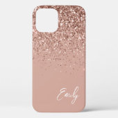 Girly Blush Roze Gouden Glitter Monogram Hoesje-M Case-Mate iPhone Case (Achterkant)