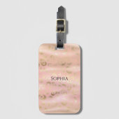 Girly Blush Roze Gouden Luipaard Dier Bagagelabel (Voorkant (verticaal))