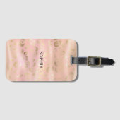 Girly Blush Roze Gouden Luipaard Dier Bagagelabel (Voorkant (horizontaal))