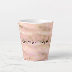 Girly Blush Roze Gouden Luipaard Dier  Latte Mok