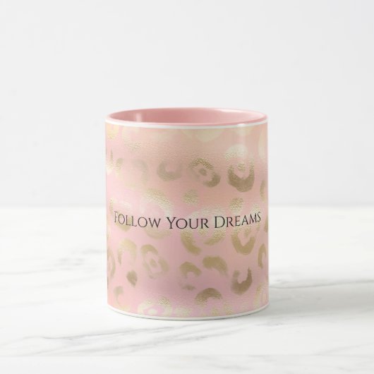 Girly Blush Roze Gouden Luipaard Dier Mok (Midden)