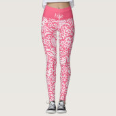 Girly Blush Roze Grappige Dierenprint Harten Naam Leggings (Voorkant)