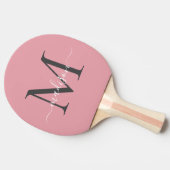 Girly Blush Roze Grijs Monogram Vrouwelijk Script Tafeltennisbatje (Zijkant)