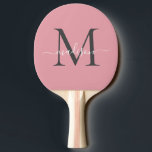 Girly Blush Roze Grijs Monogram Vrouwelijk Script Tafeltennisbatje<br><div class="desc">Modern Stijlvol Blush Roze Dusty Roze Grijs Monogram Elegant Script Naam Ping Pong Paddle</div>