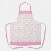 Girly Blush Roze Hart Patroon Vrouwelijk Script Schort (Voorkant)