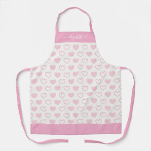 Girly Blush Roze Hart Patroon Vrouwelijk Script Schort