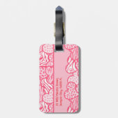 Girly Blush Roze Leuke Dier Print Harten Adres Bagagelabel (Achterkant verticaal)