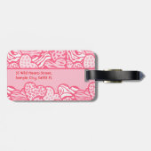 Girly Blush Roze Leuke Dier Print Harten Adres Bagagelabel (Achterkant horizontaal)