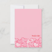 Girly Blush Roze Leuke Dier Print Harten Naam Bedankkaart (Voorkant)