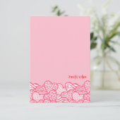 Girly Blush Roze Leuke Dier Print Harten Naam Bedankkaart (Staand voorkant)
