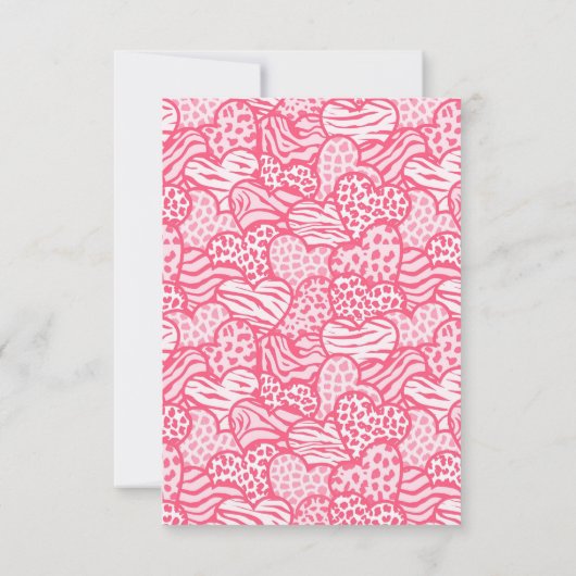 Girly Blush Roze Leuke Dier Print Harten Naam Bedankkaart (Achterkant)