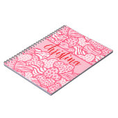 Girly Blush Roze Leuke Dier Print Harten Naam Notitieboek (Linkerzijde)