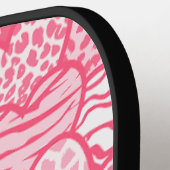 Girly Blush Roze Leuke Dier Print Harten Naam Pickleball Paddle (Links Detail)