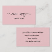 Girly Blush Roze Make-up Artiest Salon Trendy Visitekaartje (Voorkant / Achterkant)