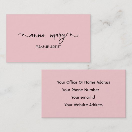 Girly Blush Roze Make-up Artiest Salon Trendy Visitekaartje (Voorkant / Achterkant)