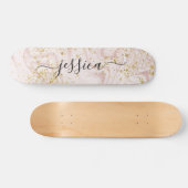 Girly blush roze marmer Gold glitter script name Persoonlijk Skateboard (Horizontaal)