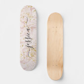 Girly blush roze marmer Gold glitter script name Persoonlijk Skateboard (Voorkant)