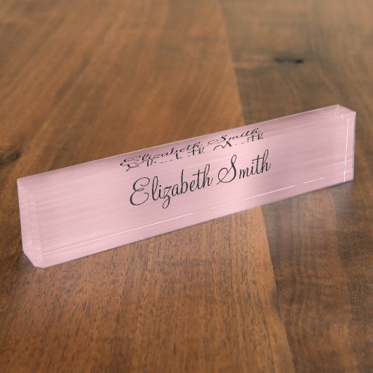 Girly Blush Roze Metaal Naambordje (Zijkant)