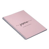 Girly Blush Roze Moderne Script Monogram Naam Noti Notitieboek (Rechterzijde)
