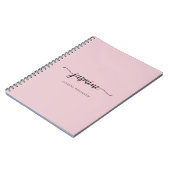 Girly Blush Roze Moderne Script Monogram Naam Noti Notitieboek (Linkerzijde)