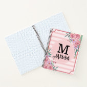 Girly Blush Roze Monogram Bloemen Stijlvol Notitieboek (Binnen)