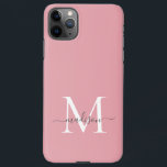 Girly Blush Roze Monogram Elegant Grijs Chic Scrip iPhone 11Pro Max Hoesje<br><div class="desc">Girly Blush Roze Monogram Elegante Grijs Chic Script Telefoonhoes</div>