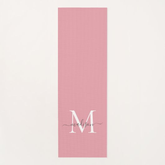 Girly Blush Roze Monogram Elegant Vrouwelijk Scrip Yogamat (Voorkant)