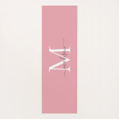 Girly Blush Roze Monogram Elegant Vrouwelijk Scrip Yogamat (Achterkant)
