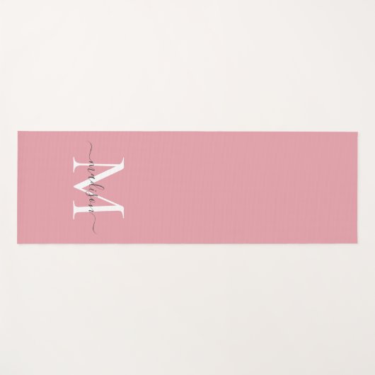 Girly Blush Roze Monogram Elegant Vrouwelijk Scrip Yogamat (Voorkant (horizontaal))