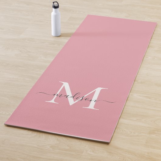 Girly Blush Roze Monogram Elegant Vrouwelijk Scrip Yogamat (In situ)