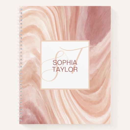 Girly Blush Roze Monogram Gepersonaliseerde Jouw n Notitieboek (Voorkant)