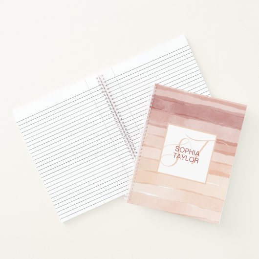 Girly Blush Roze Monogram Gepersonaliseerde Jouw n Notitieboek (Binnen)