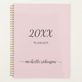 Girly Blush Roze Monogram Naam Schrift 2023 Planne Planner (Voorkant)