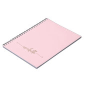 Girly Blush Roze Monogram Naam Script Handtekening Notitieboek (Linkerzijde)